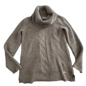 Calvin Klein Cowl Neck Sweater Womens S Tan Knit Pullover